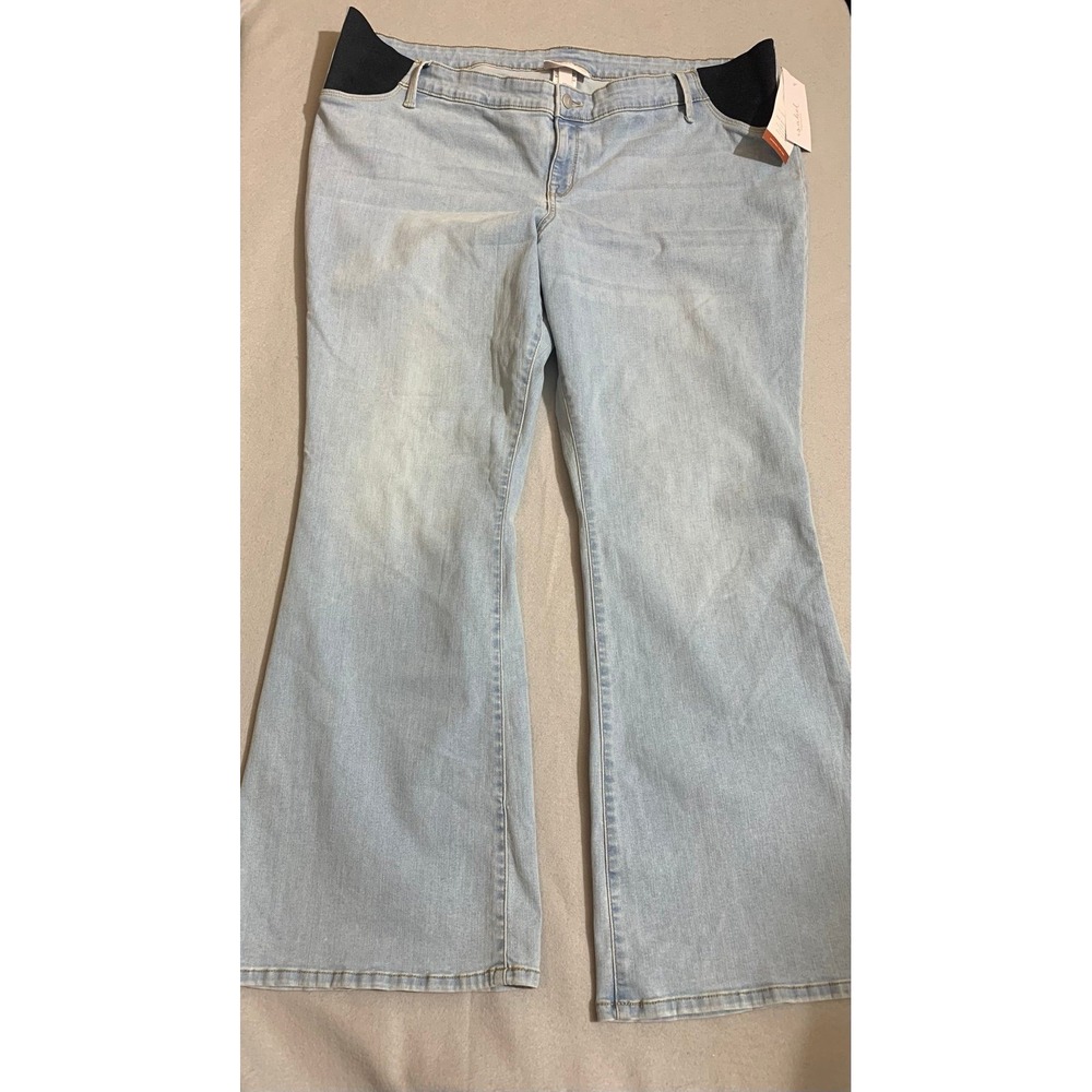 Isabel Maternity Flare Jeans Women 18 Light Wash Stretch Expandable Boho Denim